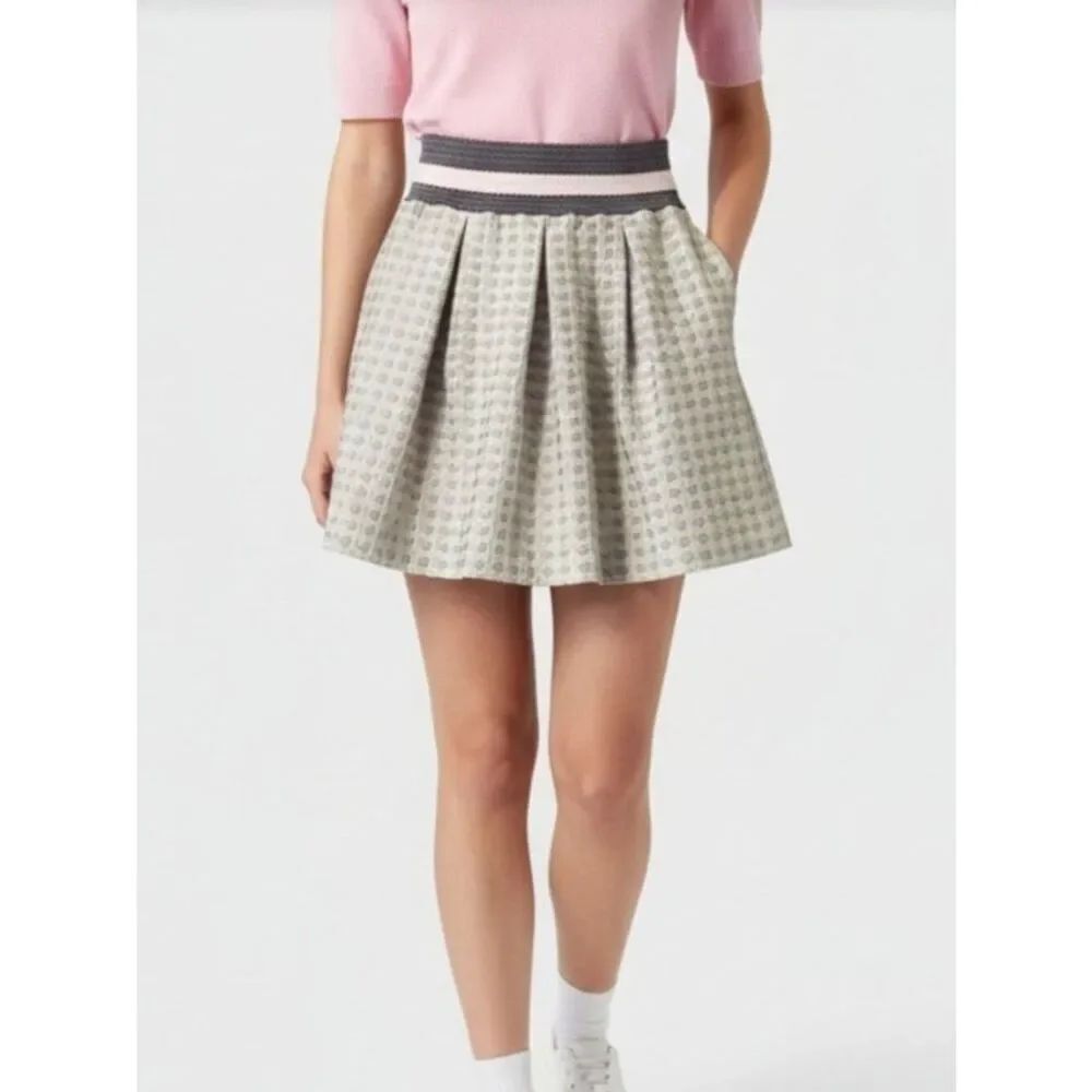 Like New! MAEVE Anthropologie Floral Jacquard Pleated Mini Skirt Pockets in L